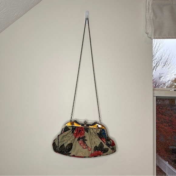 Vintage Floral Beaded Frame Purse Clutch Pink Green Brown - Picture 5 of 10